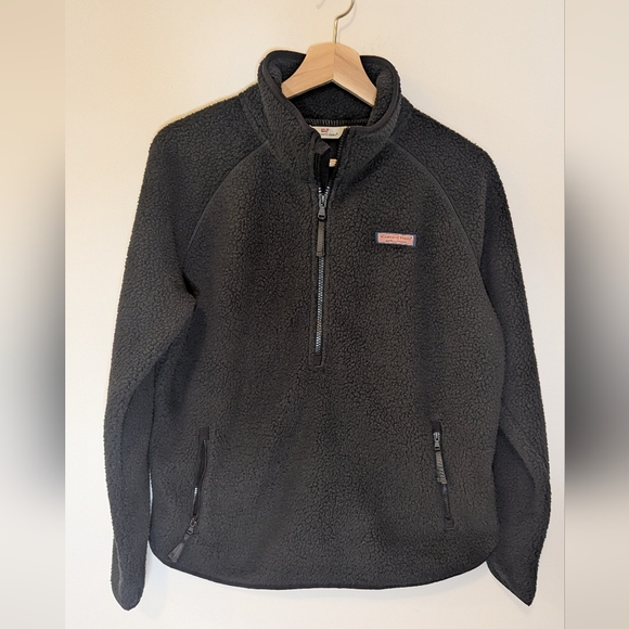 Vineyard Vines Black Women's 1/2 Zip Sherpa Fleece Size Small - Picture 10 of 10